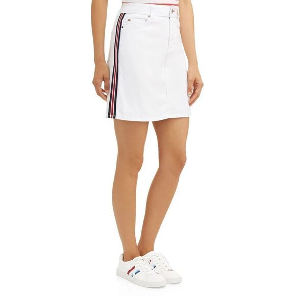 Womens Ev1 From Ellen Degeneres White Alex Laxed Vintage Denim Jean Skirt  Sz 10 - Picture 1 of 3